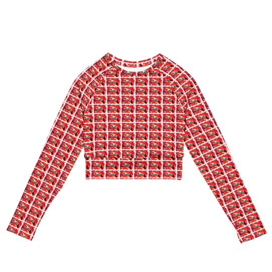 Recycled long-sleeve crop top - Flamingo