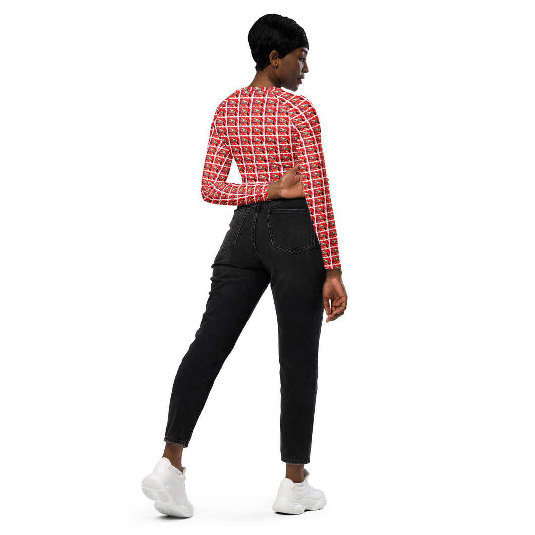 Recycled long-sleeve crop top - Flamingo