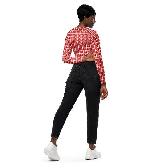 Recycled long-sleeve crop top - Flamingo