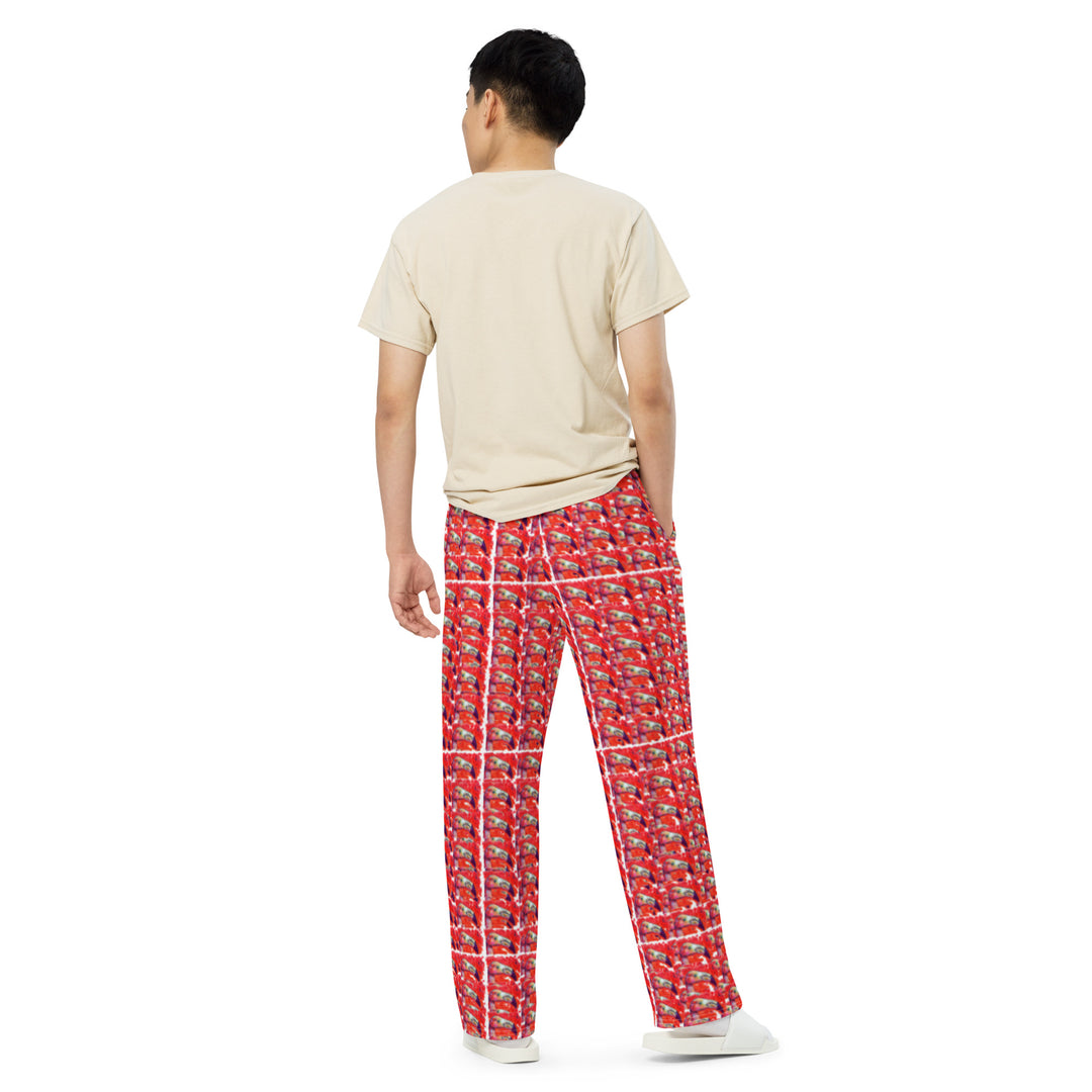 All-over print unisex wide-leg pants - Flamingo