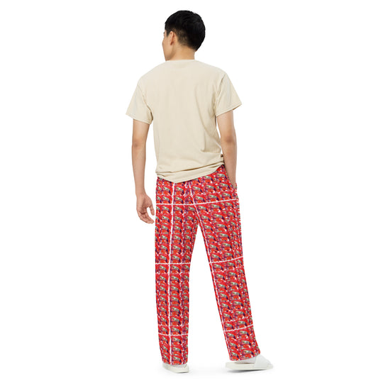 All-over print unisex wide-leg pants - Flamingo