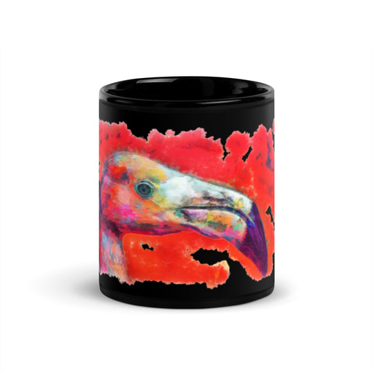 Black Glossy Mug - Flamingo