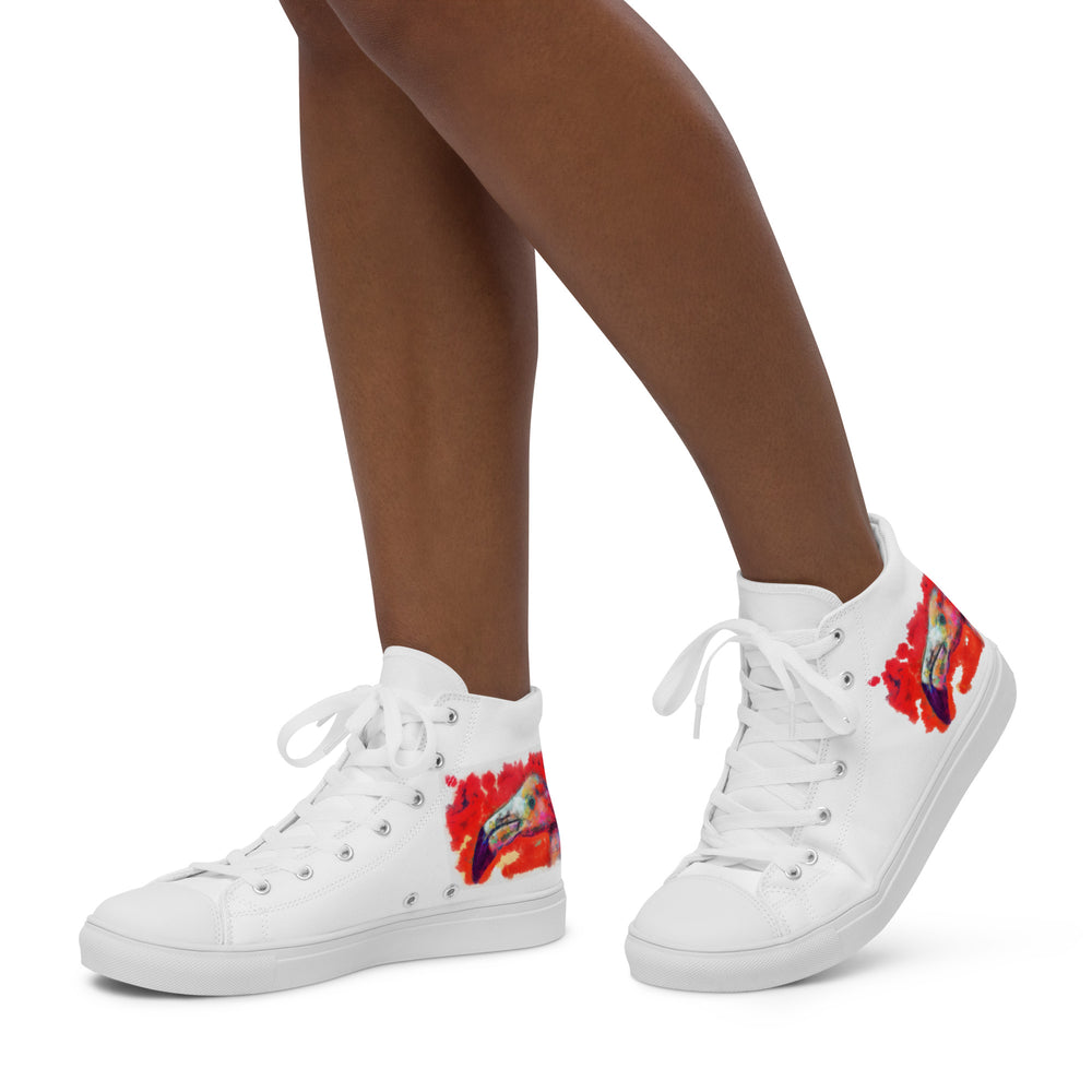 Women’s high top canvas shoes - Flamingo