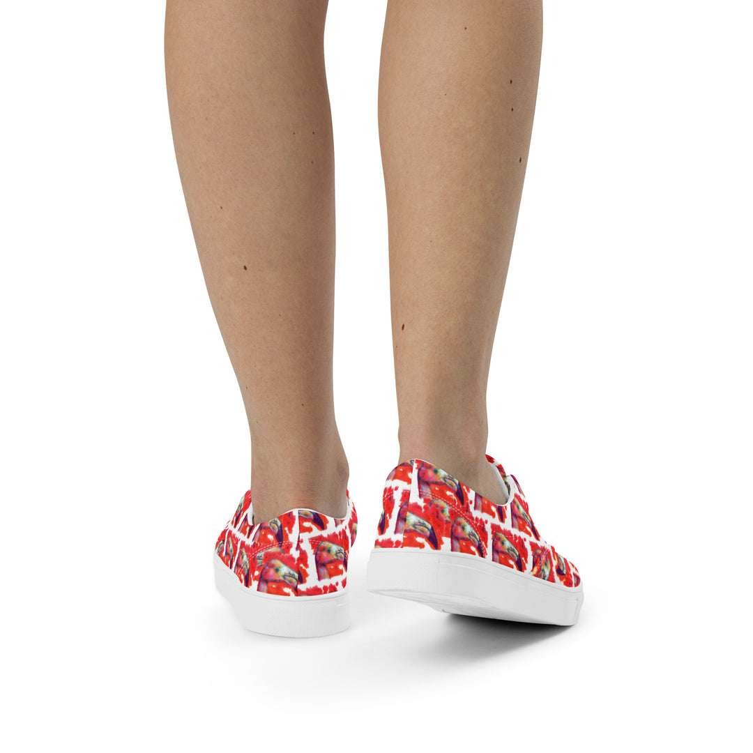 Women’s lace-up canvas shoes - Flamingo