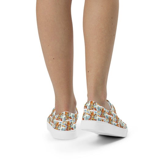 Women’s lace-up canvas shoes - Giraffe