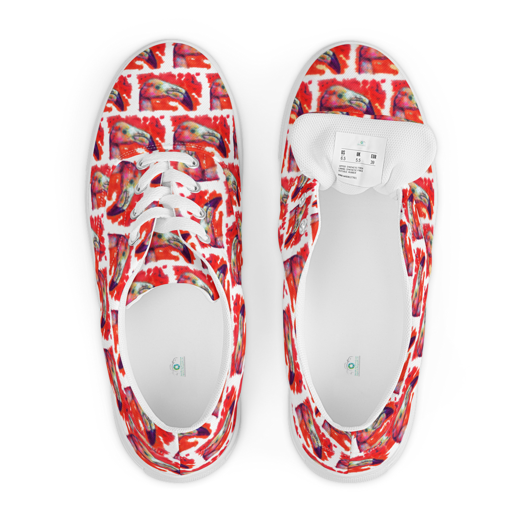 Women’s lace-up canvas shoes - Flamingo