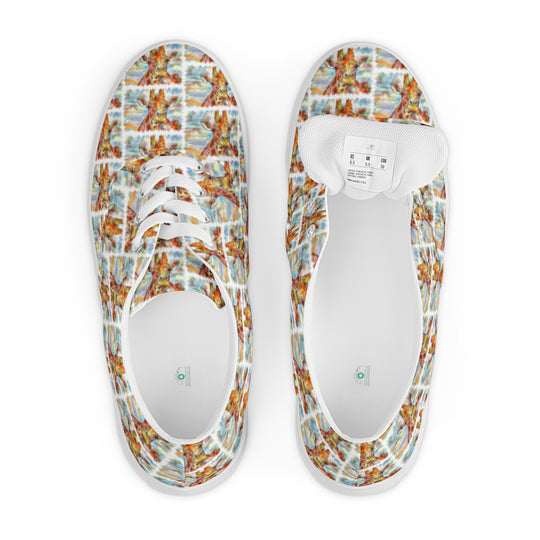 Women’s lace-up canvas shoes - Giraffe