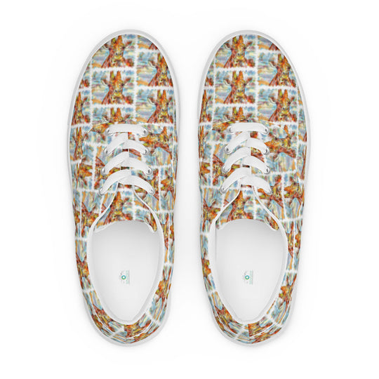 Women’s lace-up canvas shoes - Giraffe
