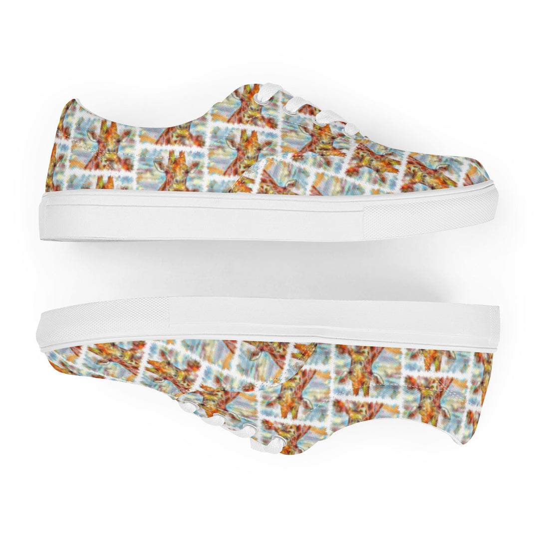 Women’s lace-up canvas shoes - Giraffe