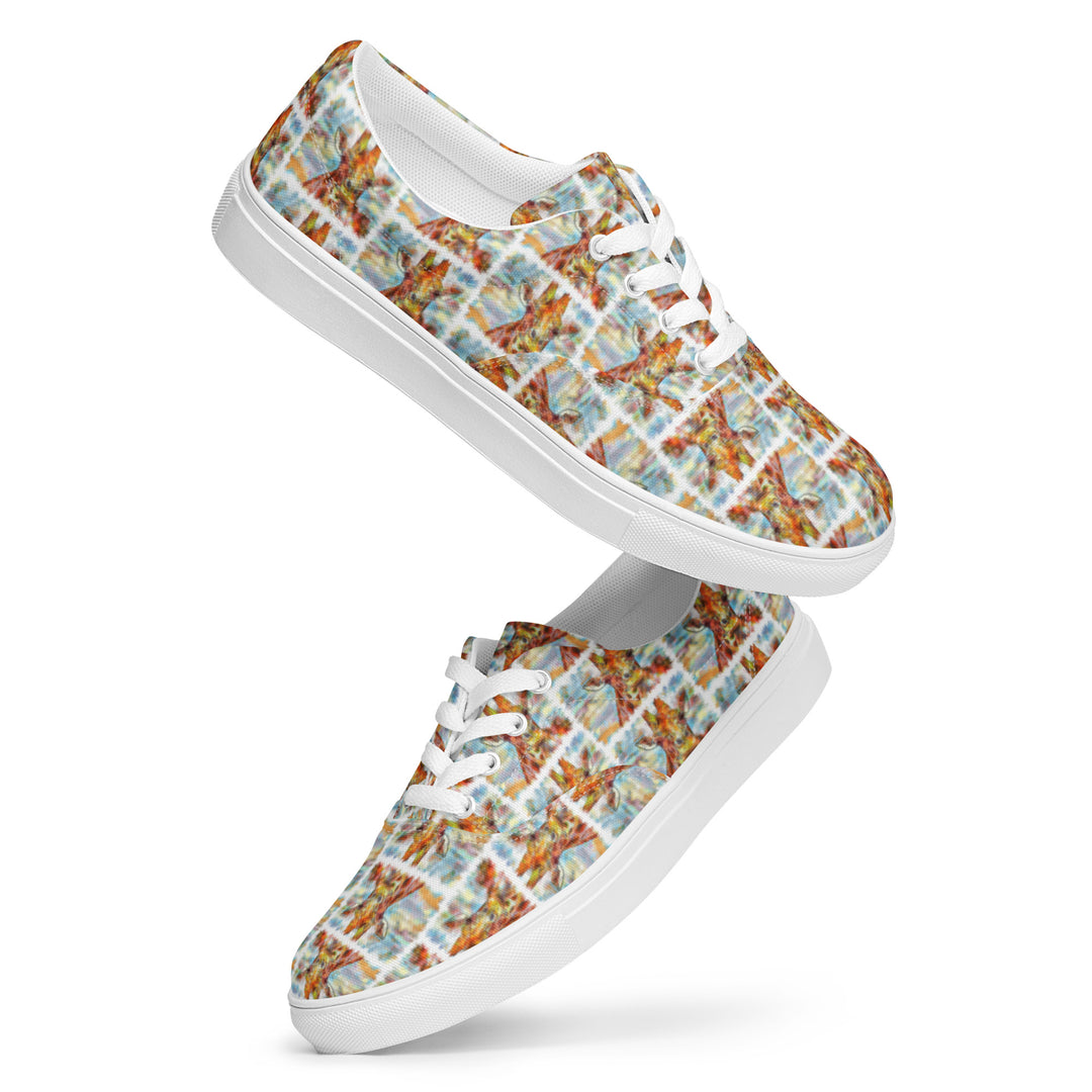 Women’s lace-up canvas shoes - Giraffe