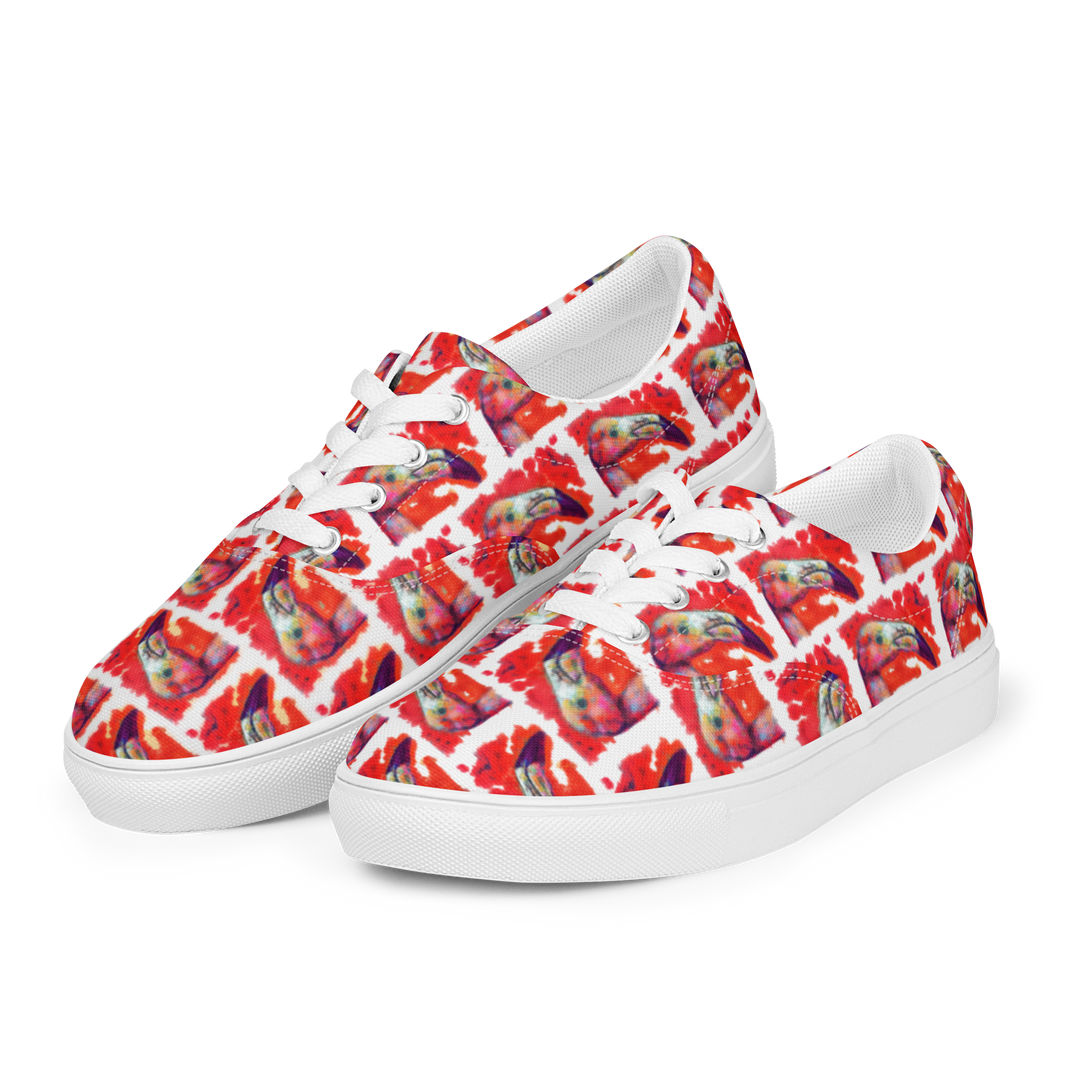 Women’s lace-up canvas shoes - Flamingo