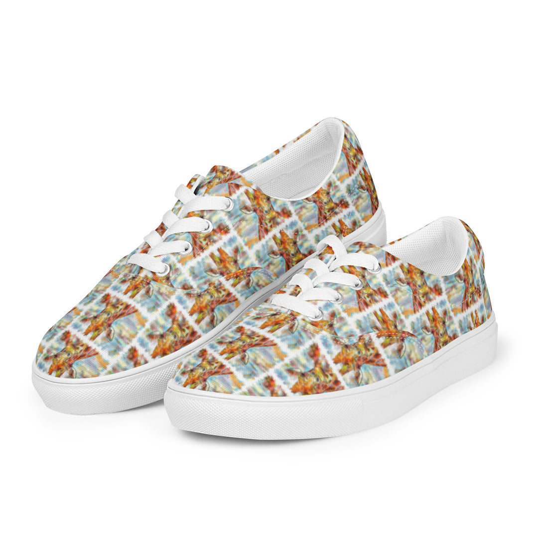 Women’s lace-up canvas shoes - Giraffe