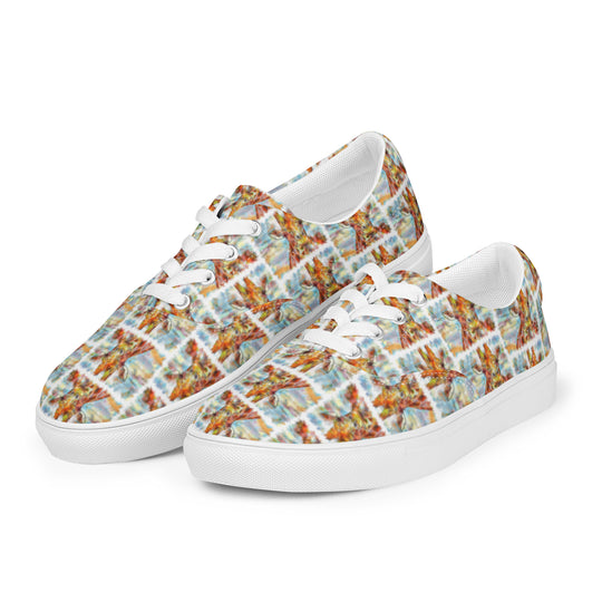 Women’s lace-up canvas shoes - Giraffe