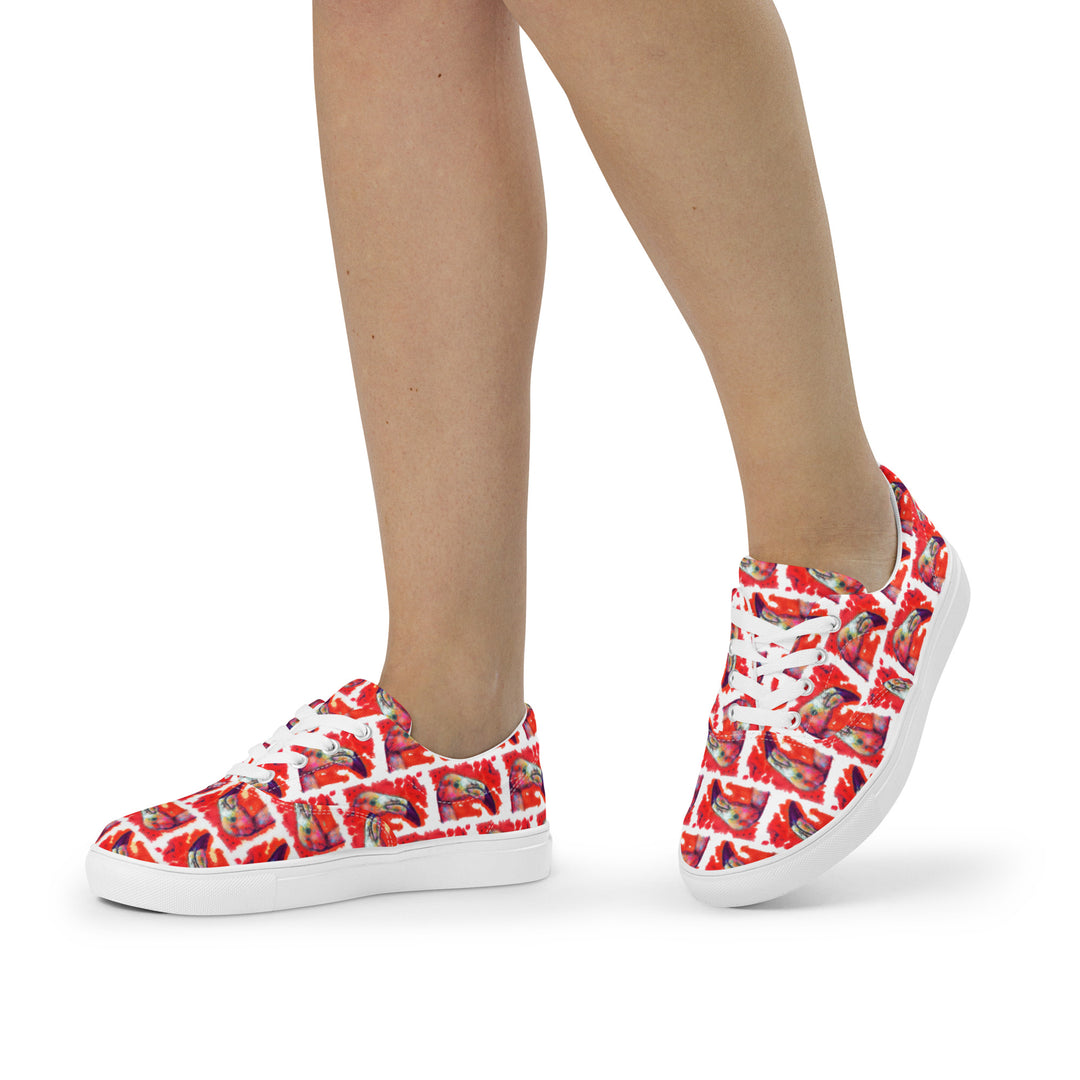 Women’s lace-up canvas shoes - Flamingo