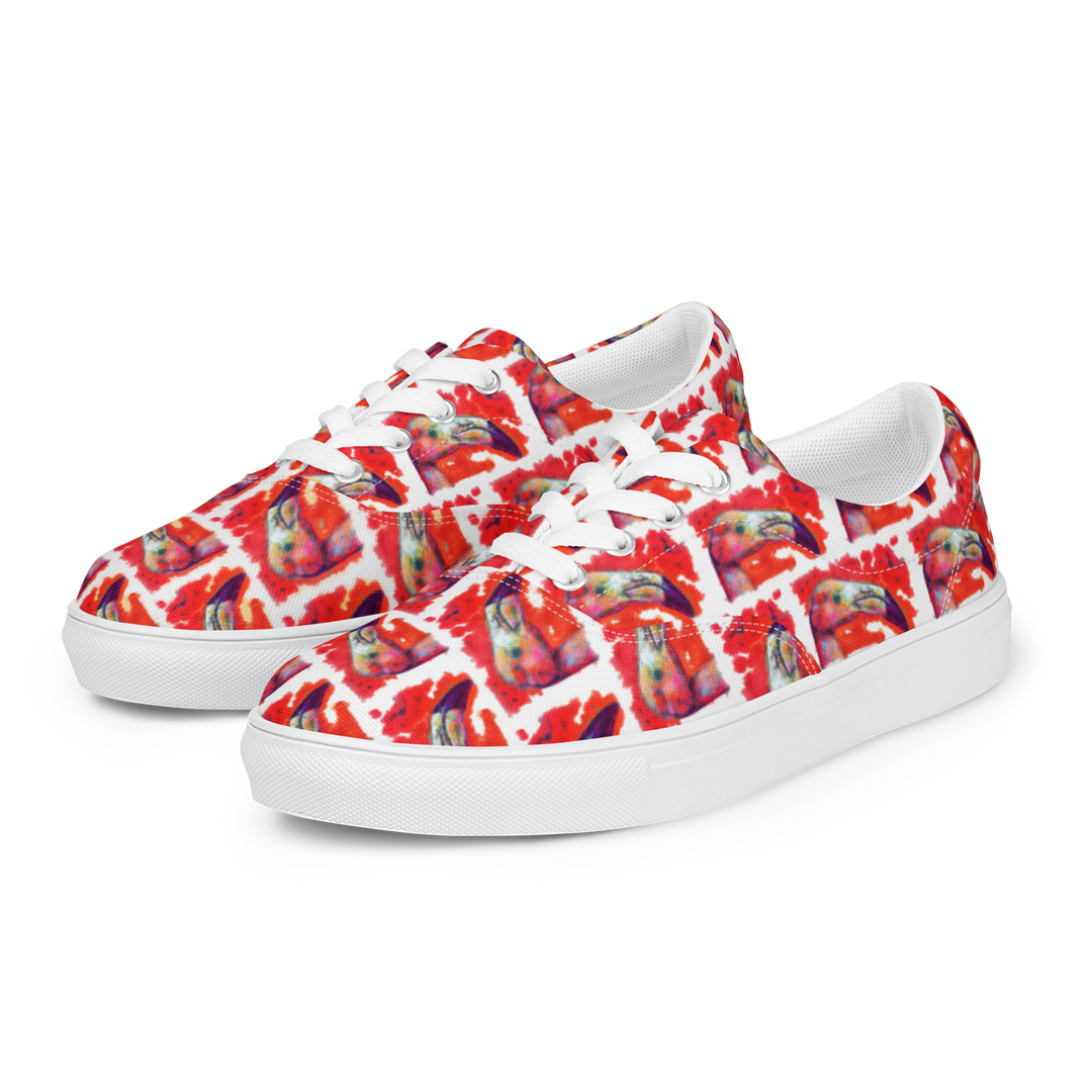Women’s lace-up canvas shoes - Flamingo