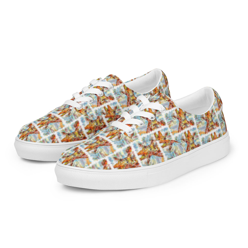 Women’s lace-up canvas shoes - Giraffe