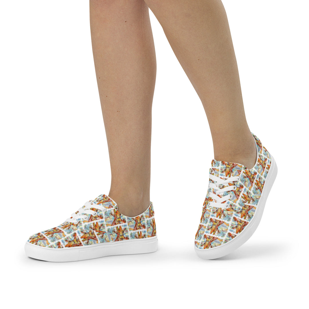 Women’s lace-up canvas shoes - Giraffe