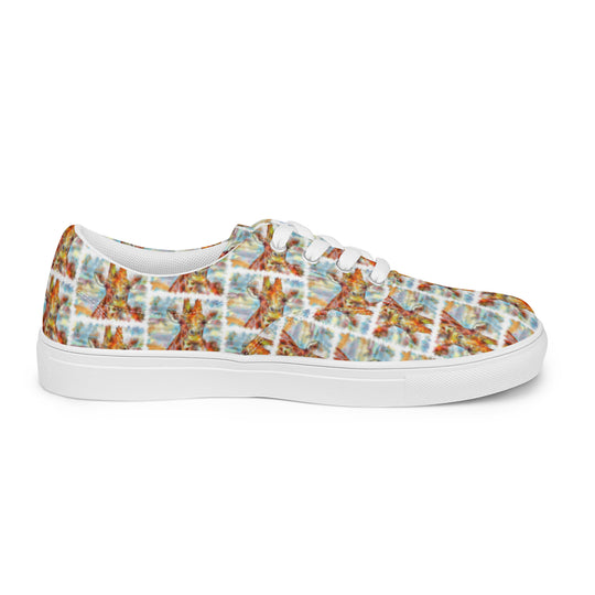 Women’s lace-up canvas shoes - Giraffe