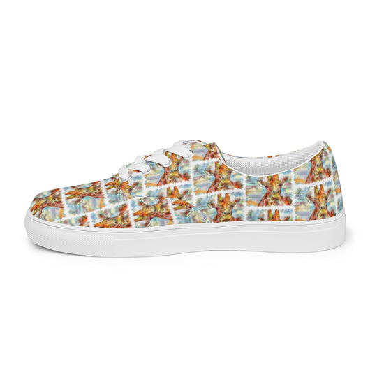Women’s lace-up canvas shoes - Giraffe