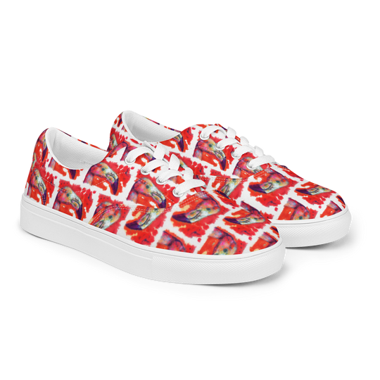 Women’s lace-up canvas shoes - Flamingo