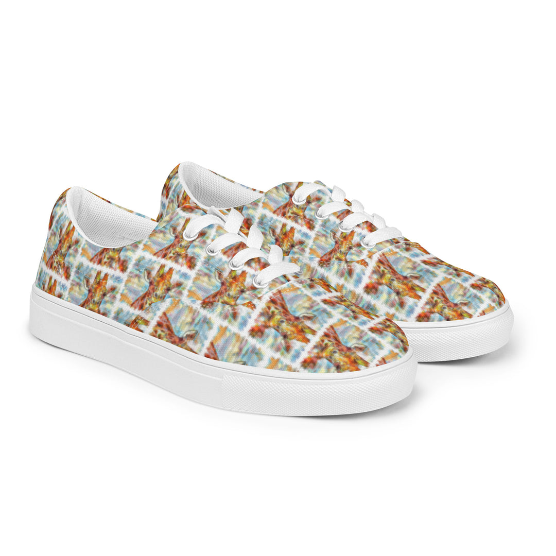 Women’s lace-up canvas shoes - Giraffe