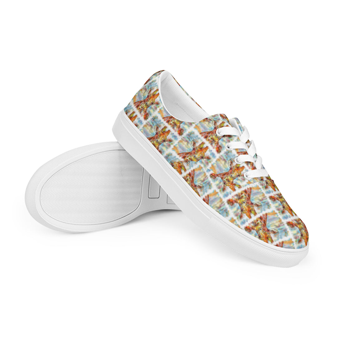 Women’s lace-up canvas shoes - Giraffe