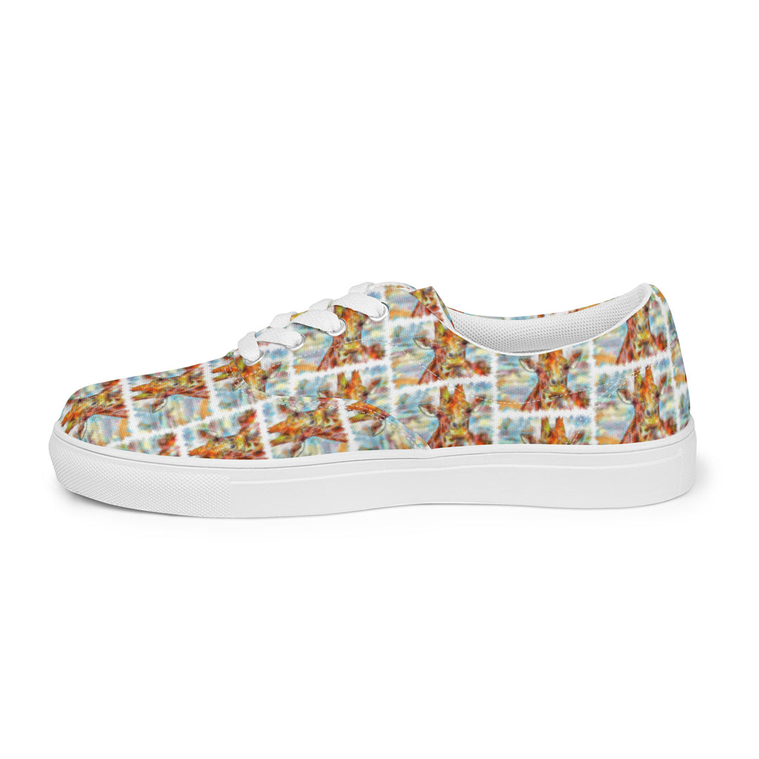 Women’s lace-up canvas shoes - Giraffe